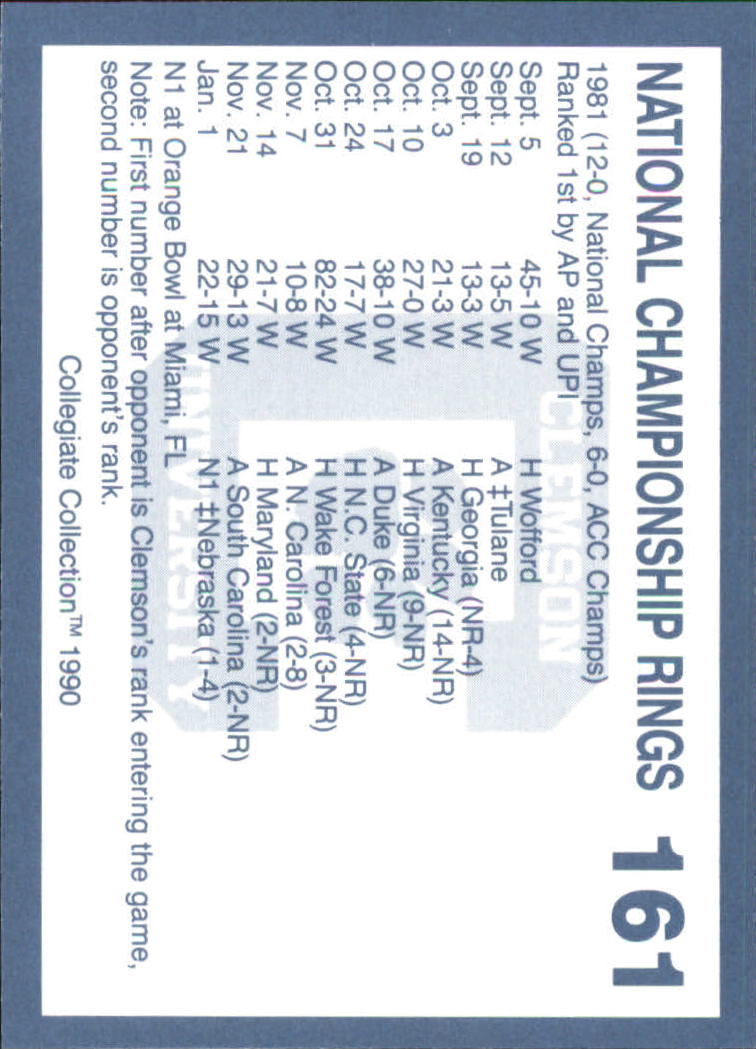 1990-91 Clemson Collegiate Collection (Pick Card From List) C85 08-24 - Picture 307 of 383