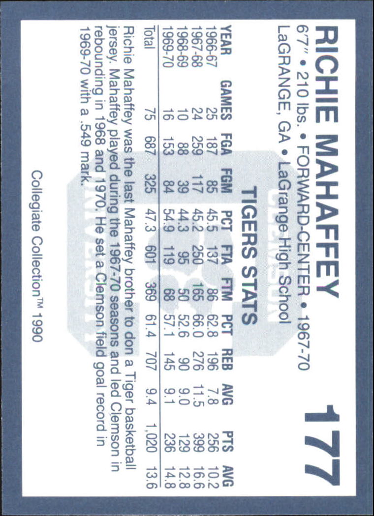 1990-91 Clemson Collegiate Collection (Pick Card From List) C85 08-24 - Picture 337 of 383