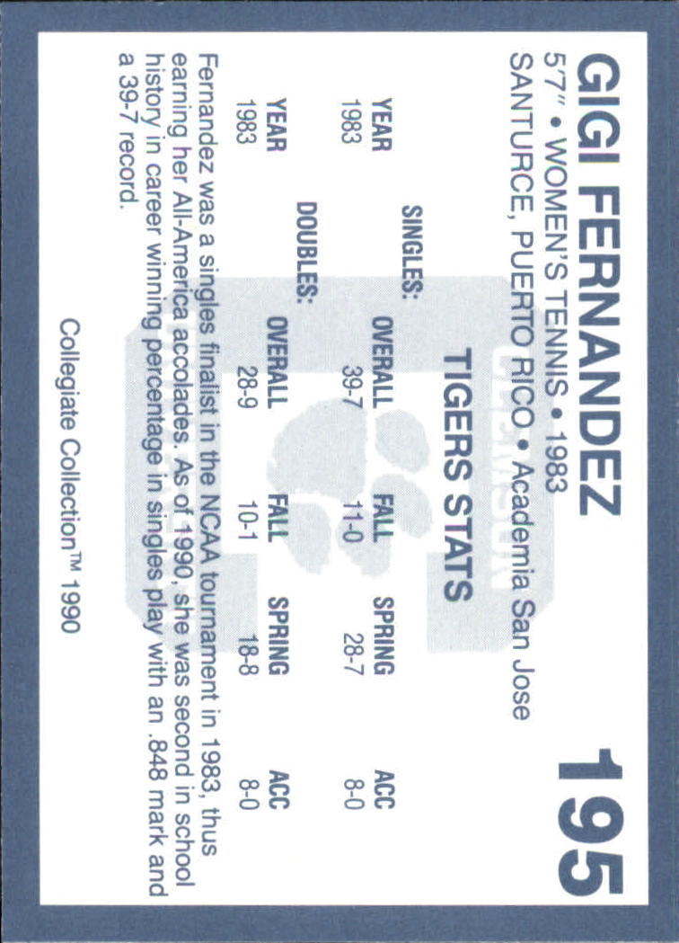 1990-91 Clemson Collegiate Collection #195 Gigi Fernandez back image