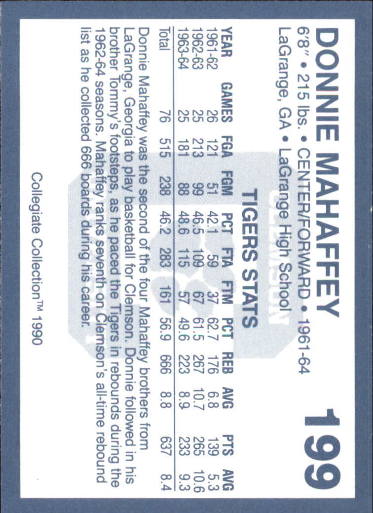 1990-91 Clemson Collegiate Collection (Pick Card From List) C85 08-24 - Picture 381 of 383