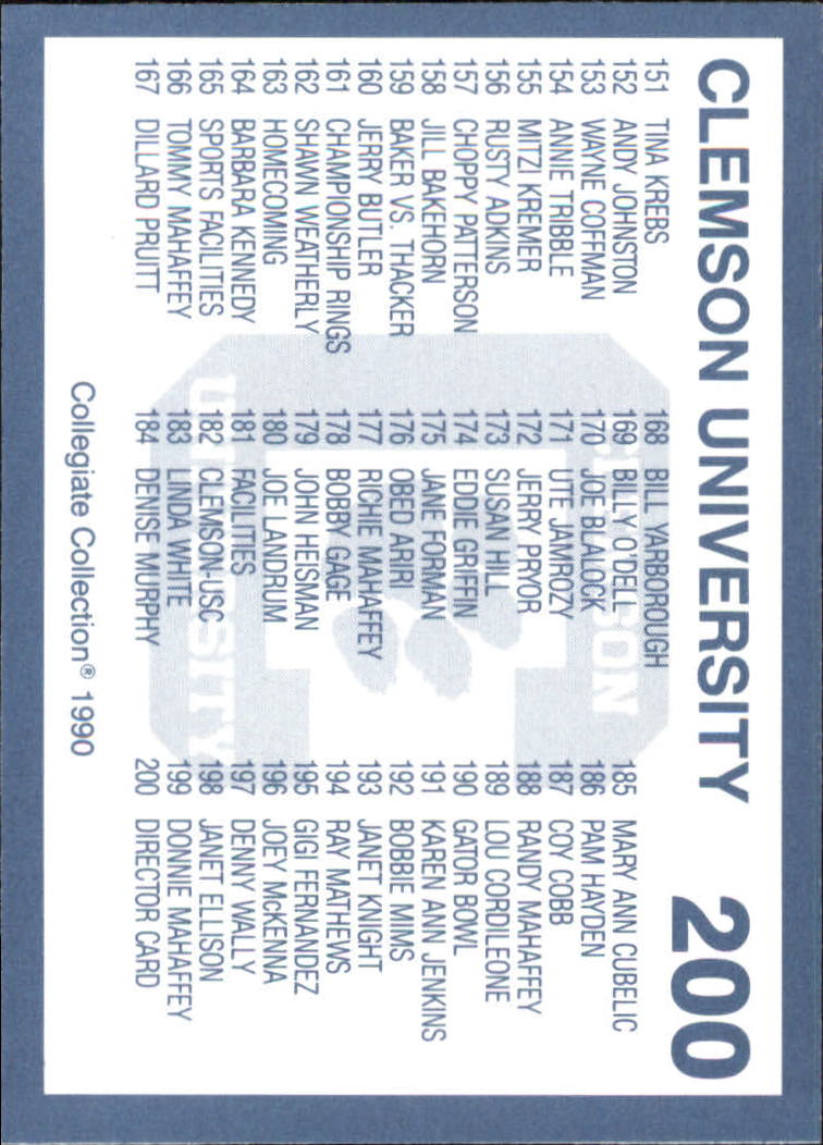 1990-91 Clemson Collegiate Collection (Pick Card From List) C85 08-24 - Picture 383 of 383