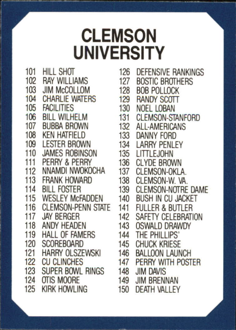 1990-91 Clemson Collegiate Collection (Pick Card From List) C85 08-24 - Picture 382 of 383