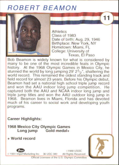1991 Impel U.S. Olympic Hall of Fame #11 Bob Beamon back image