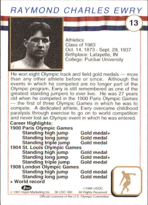 1991 Impel U.S. Olympic Hall of Fame #13 Ray Ewry back image