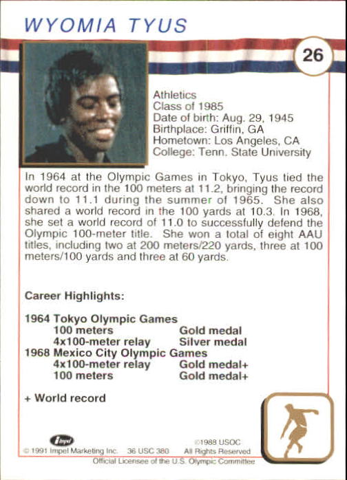 1991 Impel U.S. Olympic Hall of Fame #26 Wyomia Tyus back image