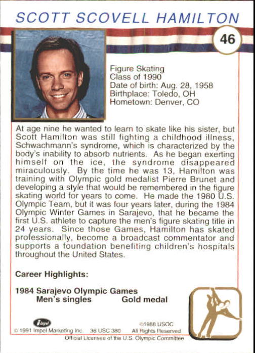 1991 Impel U.S. Olympic Hall of Fame #46 Scott Hamilton back image