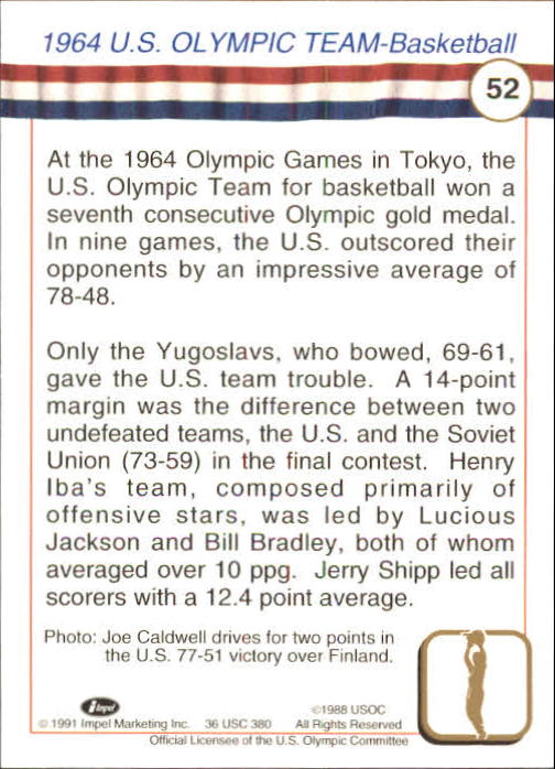 1991 Impel U.S. Olympic Hall of Fame #52 Joe Caldwell back image