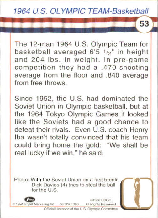 1991 Impel U.S. Olympic Hall of Fame #53 Dick Davies back image