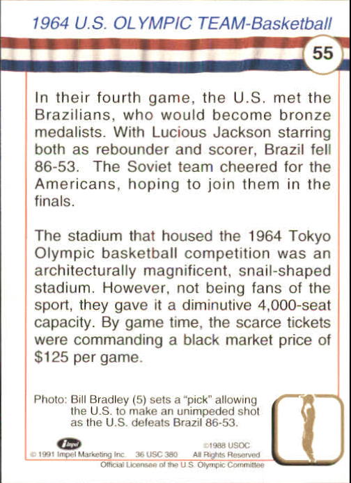 1991 Impel U.S. Olympic Hall of Fame #55 Bill Bradley back image