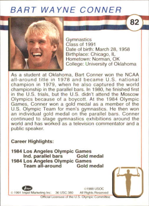 1991 Impel U.S. Olympic Hall of Fame #82 Bart Conner back image