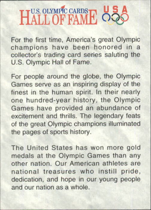 1991 Impel U.S. Olympic Hall of Fame #87 Hall of Fame History