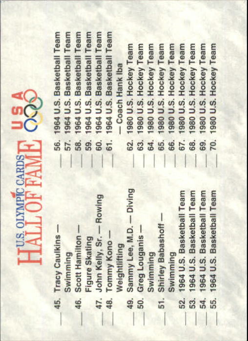 1991 Impel U.S. Olympic Hall of Fame #90 Checklist