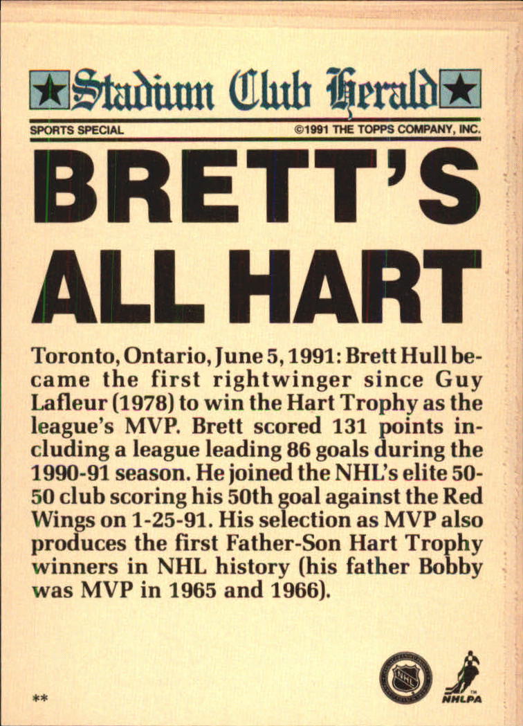 1991 Stadium Club Charter Member #48 Brett Hull/Brett's All Hart back image