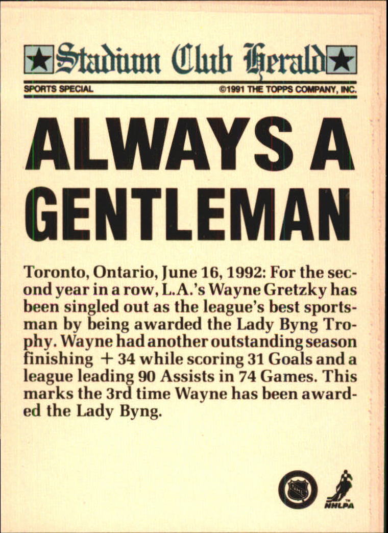 1991 Stadium Club Members Only #44 Wayne Gretzky back image