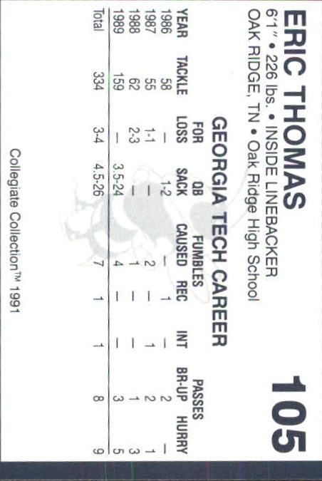 Georgia Tech Collegiate Collection 1991 (elige la tarjeta de la lista) C138 10-24 - Imagen 233 de 373