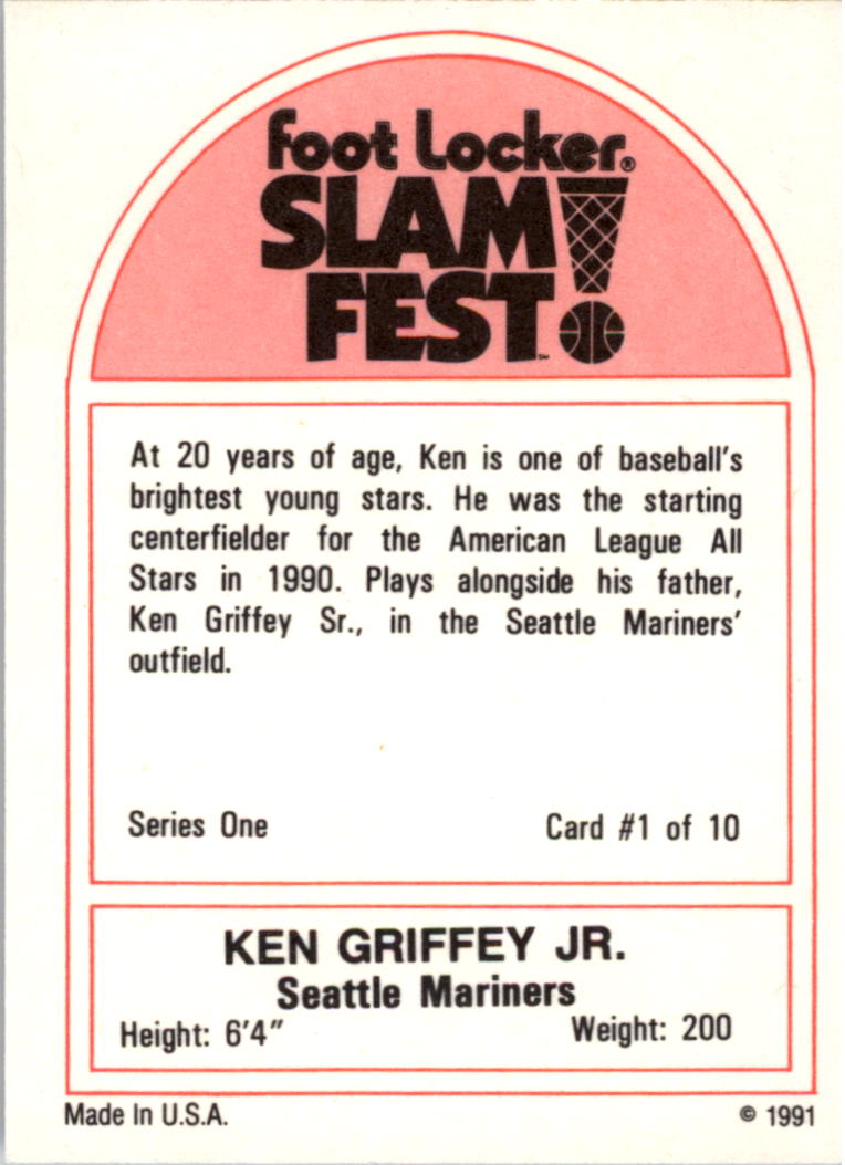 1991 Foot Locker Slam Fest #1-1 Ken Griffey Jr. BB back image
