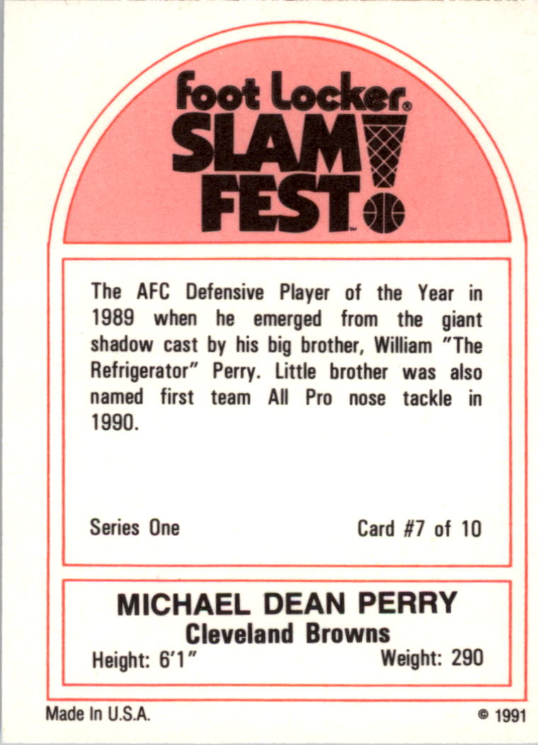 1991 Foot Locker Slam Fest #1-7 Michael Dean Perry FB back image