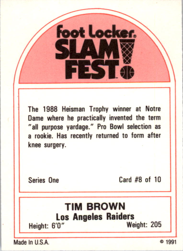 1991 Foot Locker Slam Fest #1-8 Tim Brown FB back image
