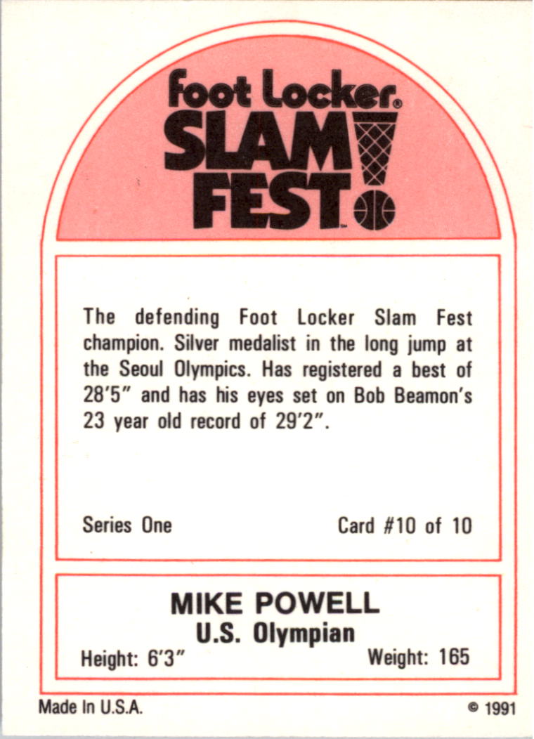 1991 Foot Locker Slam Fest #1-10 Mike Powell/Track and Field back image