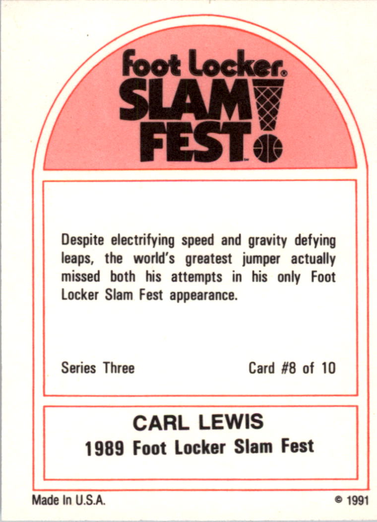 1991 Foot Locker Slam Fest #3-8 Carl Lewis/Track and Field back image