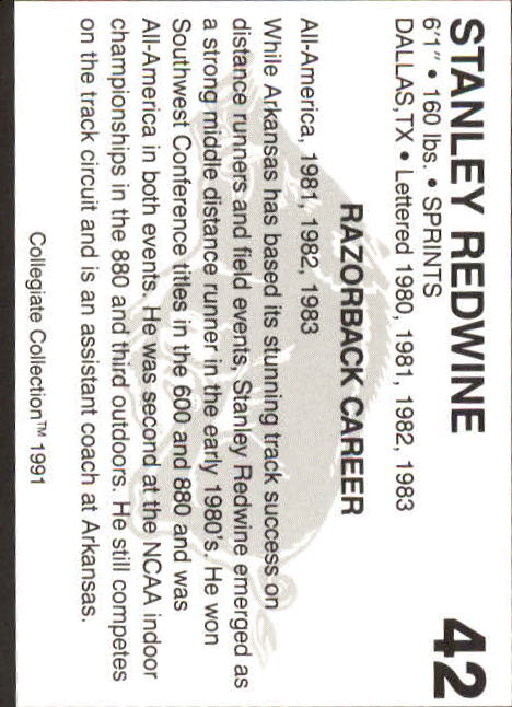 1991 Arkansas Collegiate Collection #42 Stanley Redwine Track back image