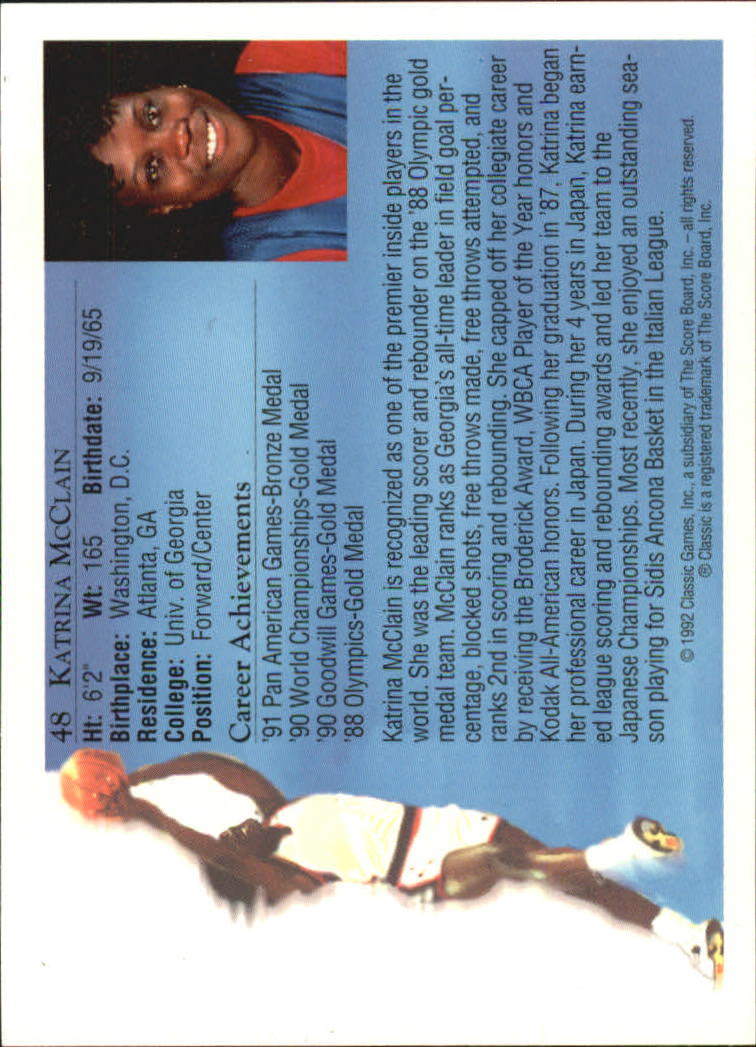 1992 Classic World Class Athletes #48 Katrina McClain BK back image
