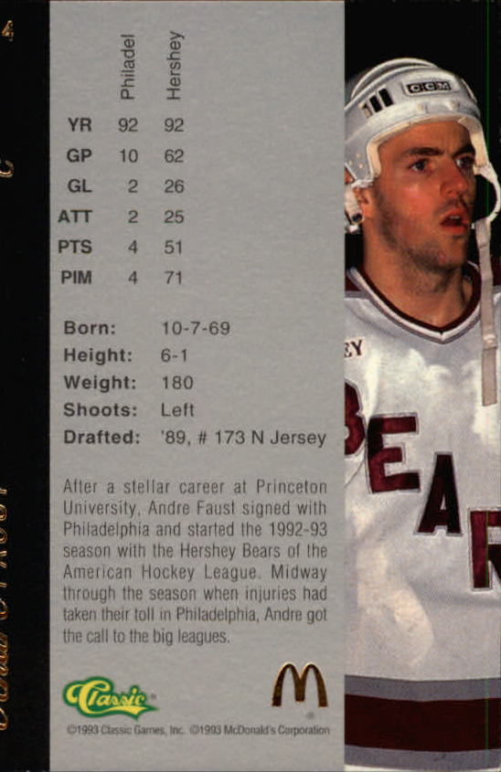 1993 Classic Four Sport McDonald's #14 Andre Faust back image