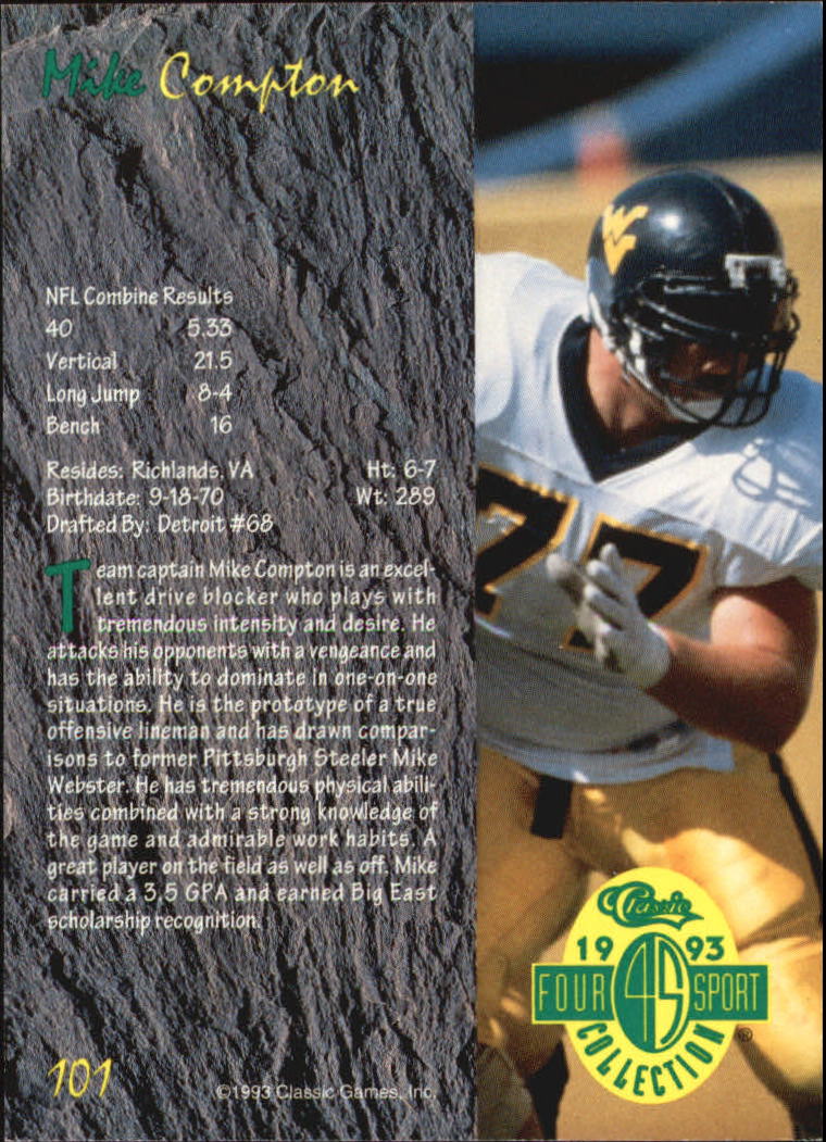 1993 Classic Four Sport #101 Mike Compton back image