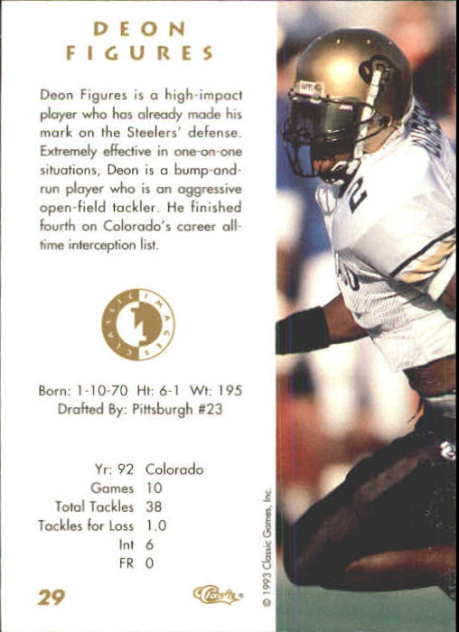 1993-94 Images Four Sport #29 Deon Figures back image