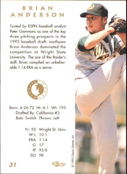 1993-94 Images Four Sport #31 Brian Anderson back image