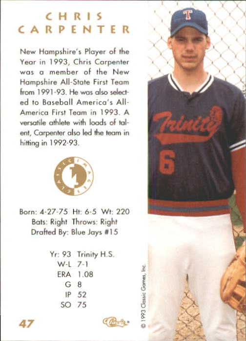 1993-94 Images Four Sport #47 Chris Carpenter