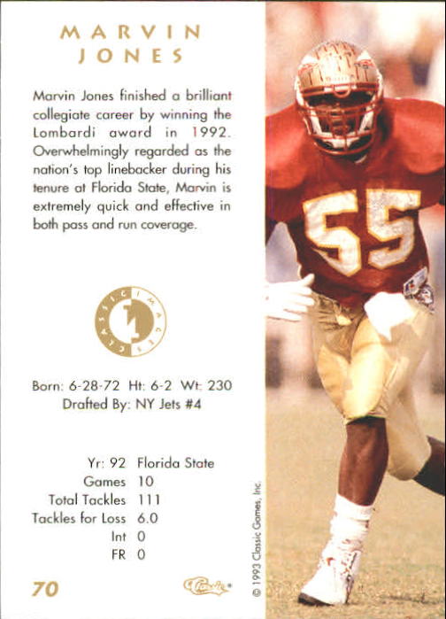1993-94 Images Four Sport #70 Marvin Jones back image