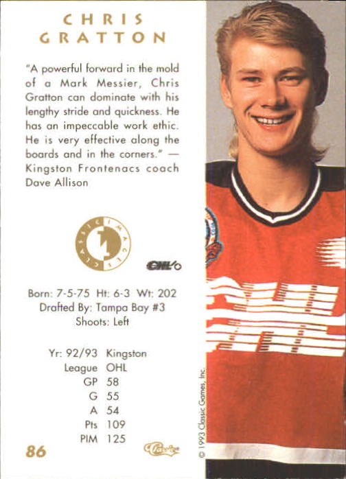 1993-94 Images Four Sport #86 Chris Gratton back image