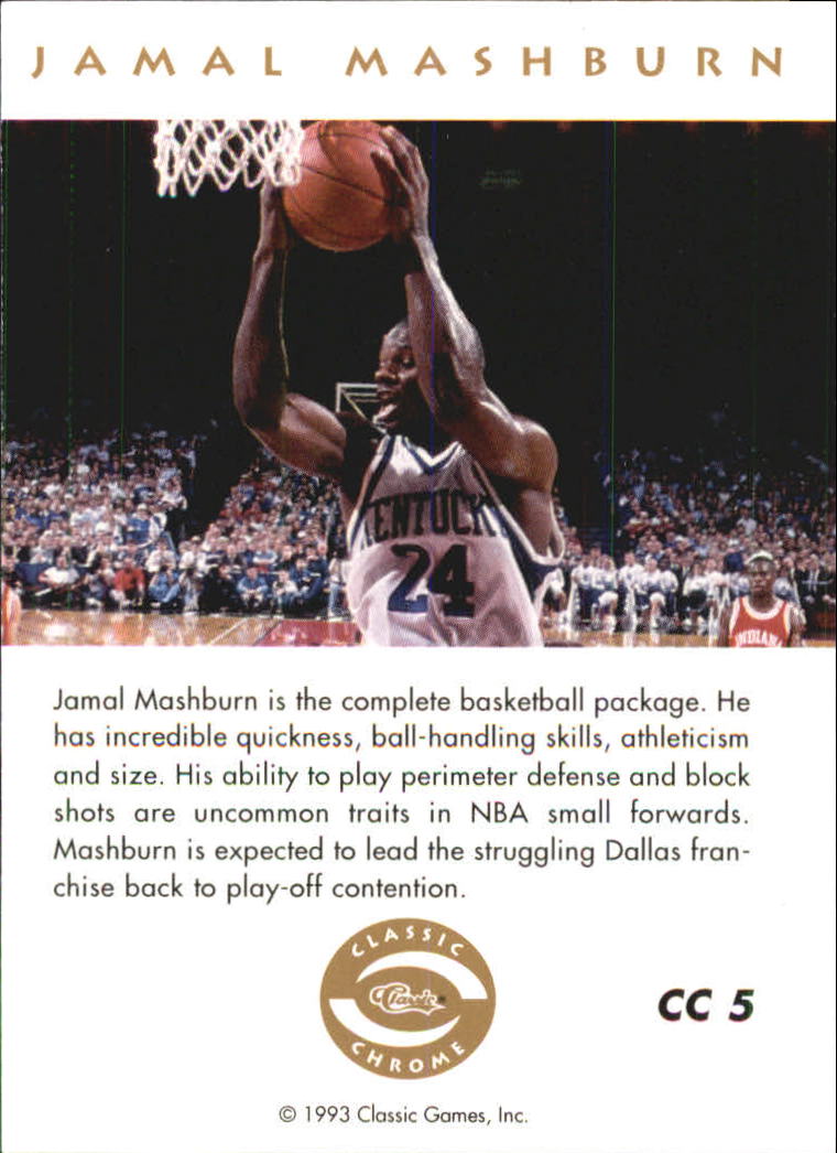 1993-94 Images Four Sport Chrome #CC5 Jamal Mashburn back image