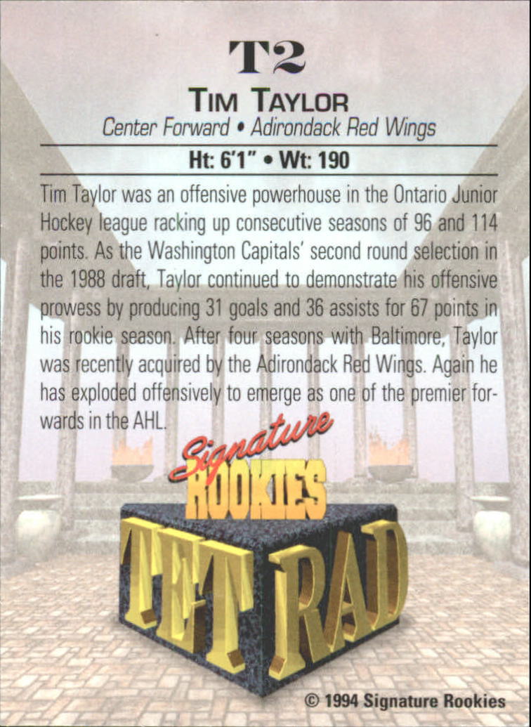 1994 Signature Rookies Tetrad Previews #T2 Tim Taylor back image
