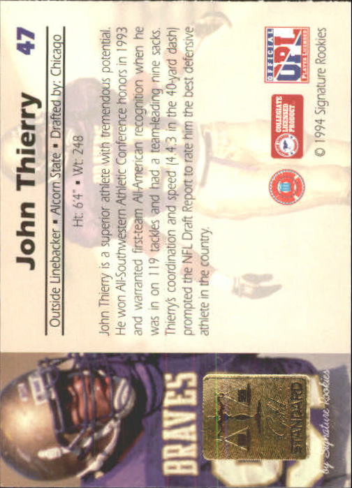 1994 Signature Rookies Gold Standard #47 John Thierry back image