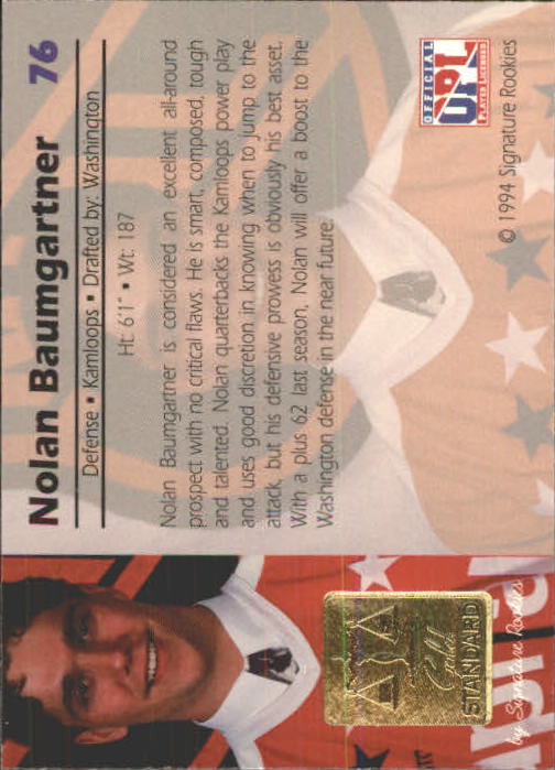 1994 Signature Rookies Gold Standard #76 Nolan Baumgartner back image