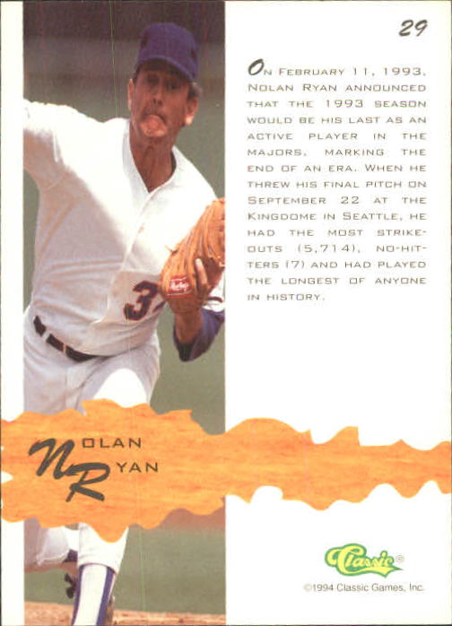 1994-95 Assets #29 Nolan Ryan back image