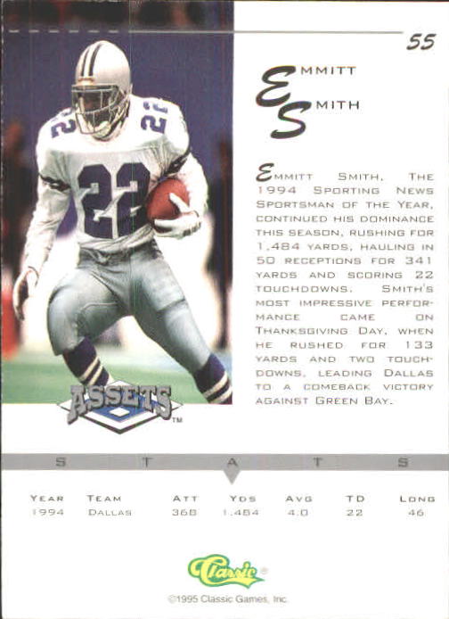 1994-95 Assets #55 Emmitt Smith back image