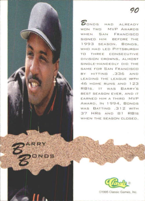 1994-95 Assets #90 Barry Bonds back image