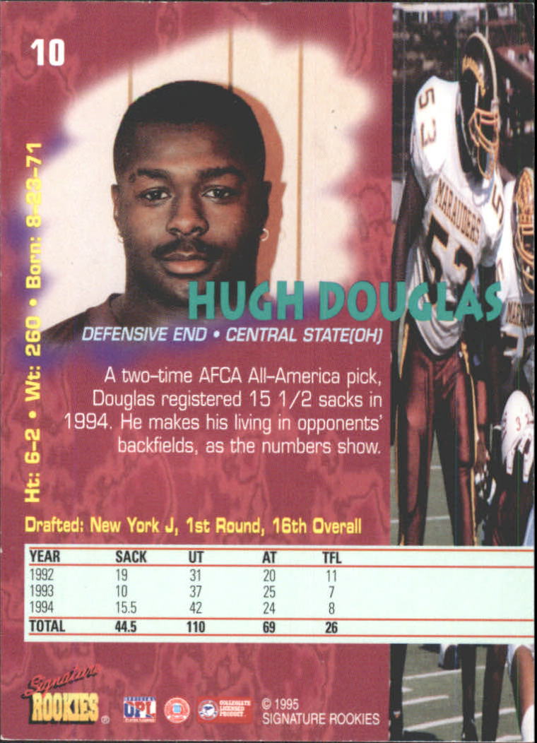 1995 Signature Rookies Tetrad #10 Hugh Douglas back image