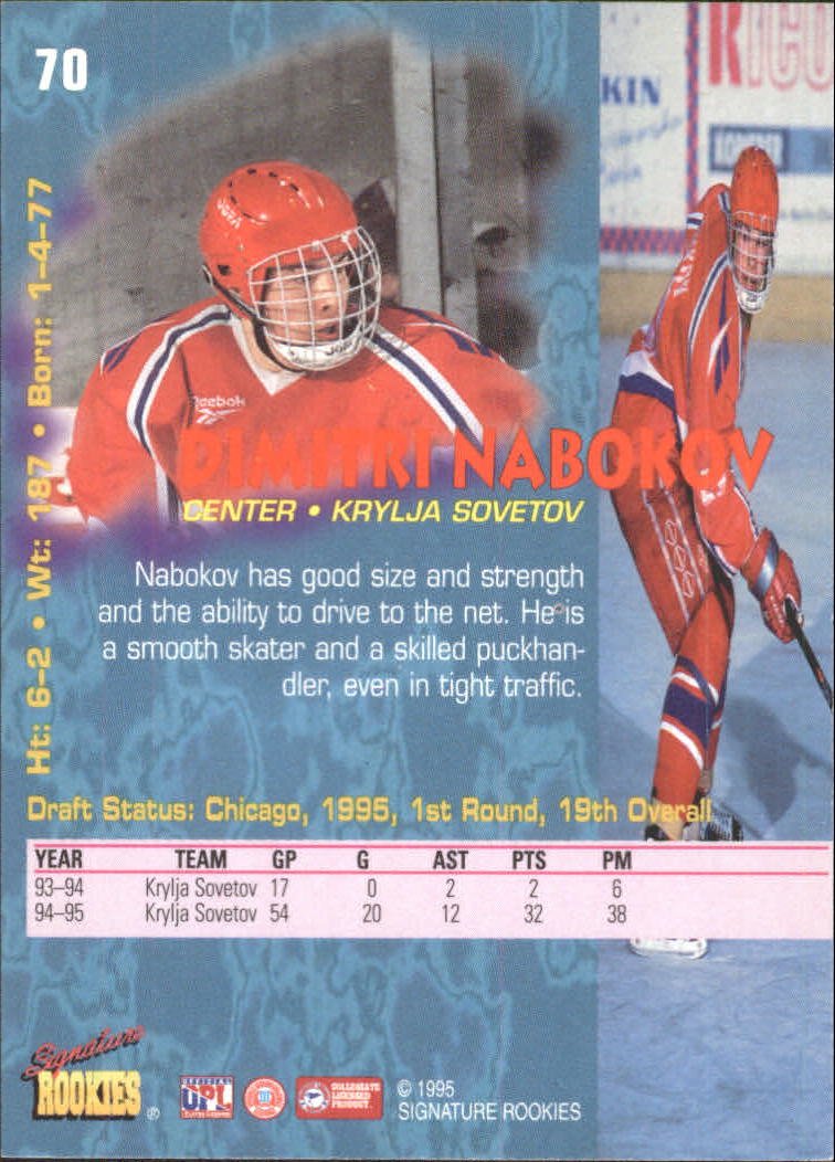 1995 Signature Rookies Tetrad #70 Dmitri Nabokov back image