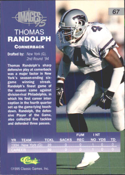 1995 Images Four Sport #67 Thomas Randolph back image