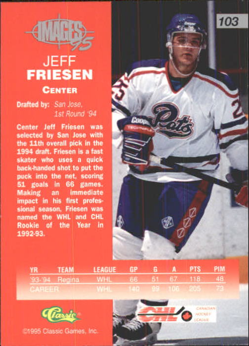 1995 Images Four Sport #103 Jeff Friesen back image