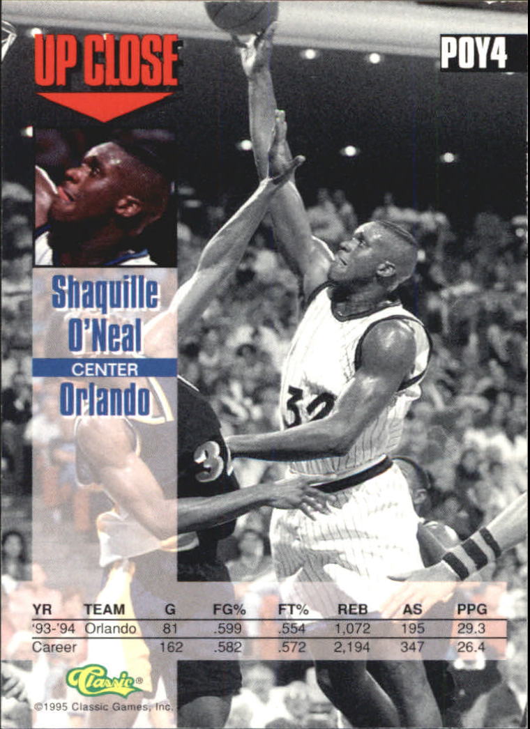 1995 Images Four Sport Player of the Year #POY4 Shaquille O'Neal back image