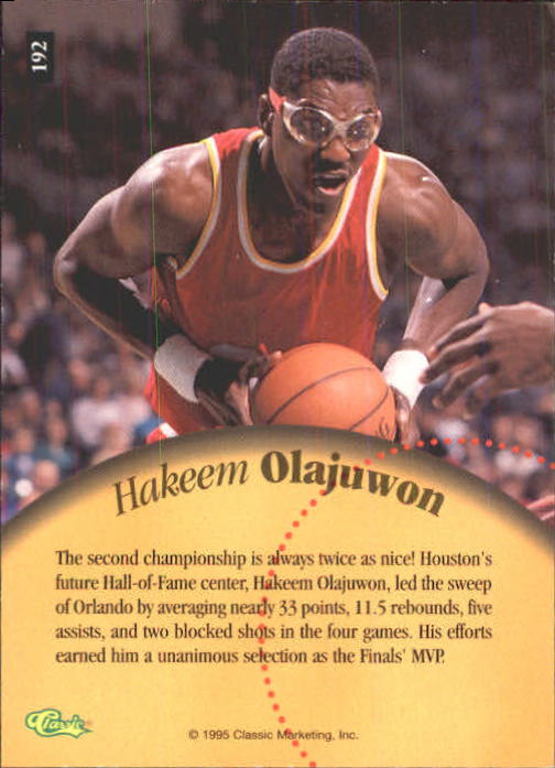 1995 Classic Five Sport #192 Hakeem Olajuwon back image