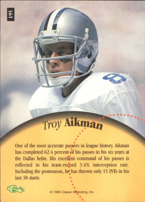 1995 Classic Five Sport #195 Troy Aikman back image