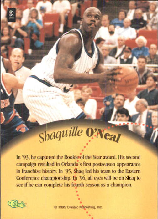 1995 Classic Five Sport #199 Shaquille O'Neal back image