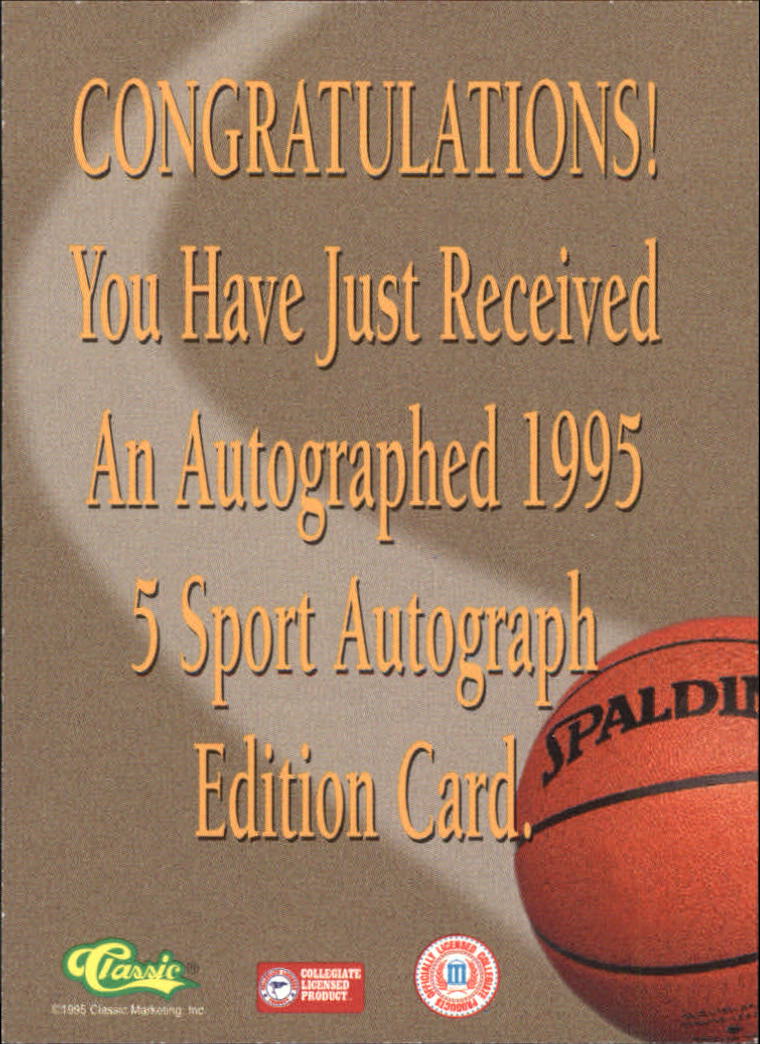 1995 Classic Five Sport Autographs #24 Sherrell Ford back image