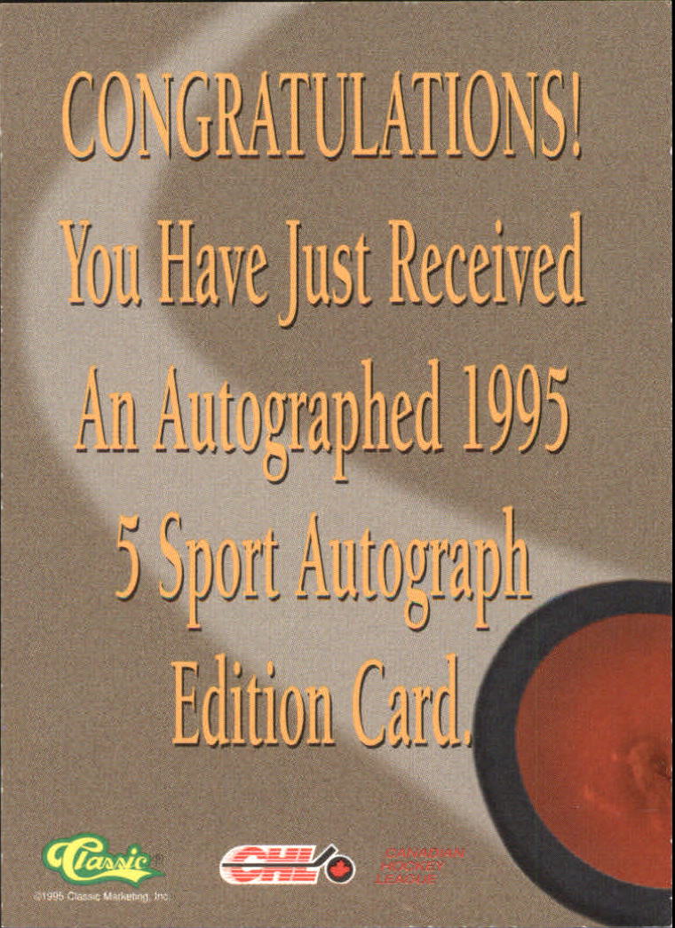 1995 Classic Five Sport Autographs #142 Aaron MacDonald back image